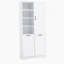 Armoire de rangement de salle de bain avec portes et tiroirs, panier à linge inclinable, plusieurs espaces de rangement, style autoportant, tablette ouverte, tablette réglable, blanc-216142234