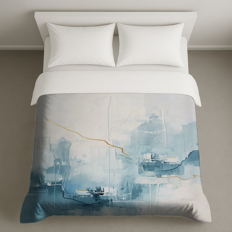 Peinture abstraite, bleu, housses de couette, Très grand lit