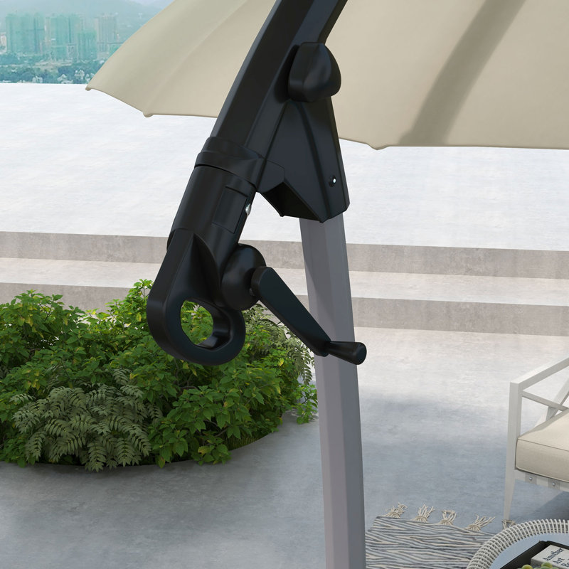 Bridon 2.7m Cantilever Parasol with Cross Base, Crank Handle, 16 Ribs, Beige