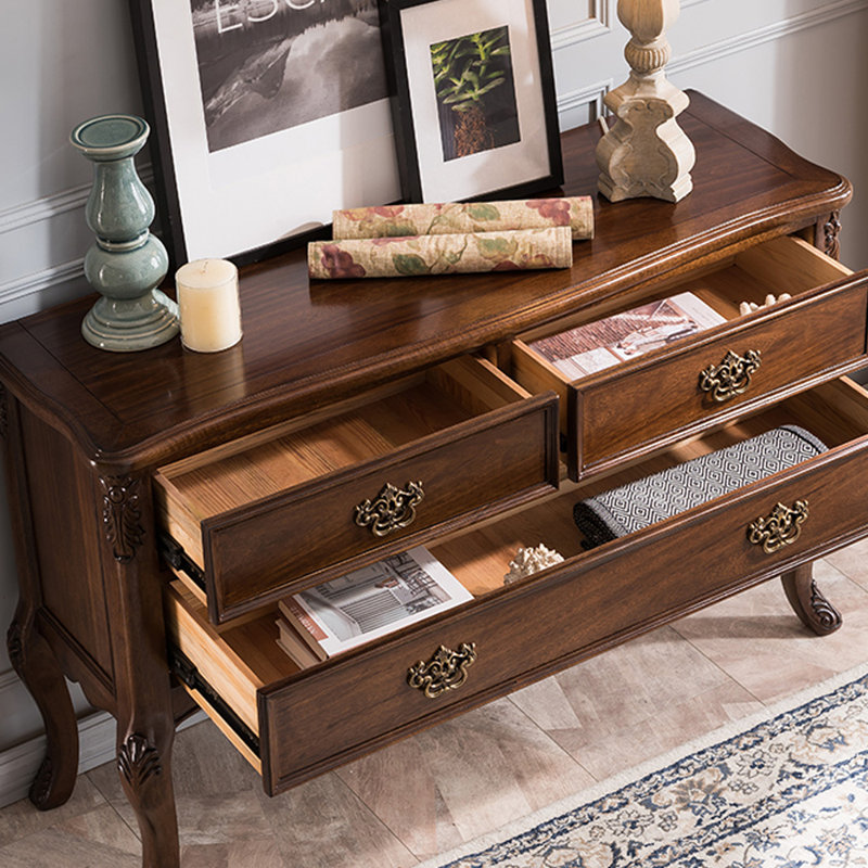 Console en bois massif de style américain, H 32,7 po x l 55,1 po x P 15,7 po