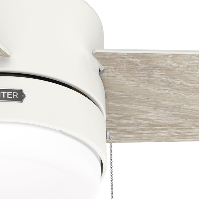 52" Brunner 3 - Blade Low Profile Ceiling Fan With LED Light Kit And Pull Chain, White/Beige