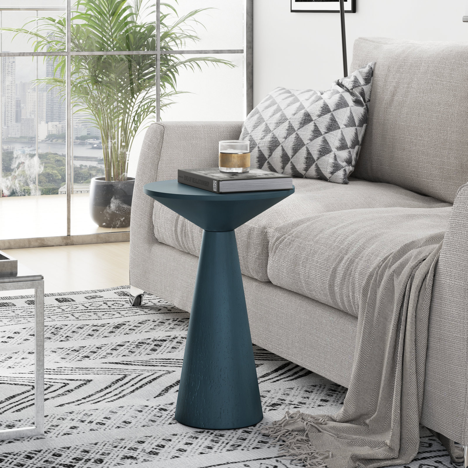 Bozovich Solid Wood End Table, 19.5" H x 13.5" W x 13.5" D, Dark Teal