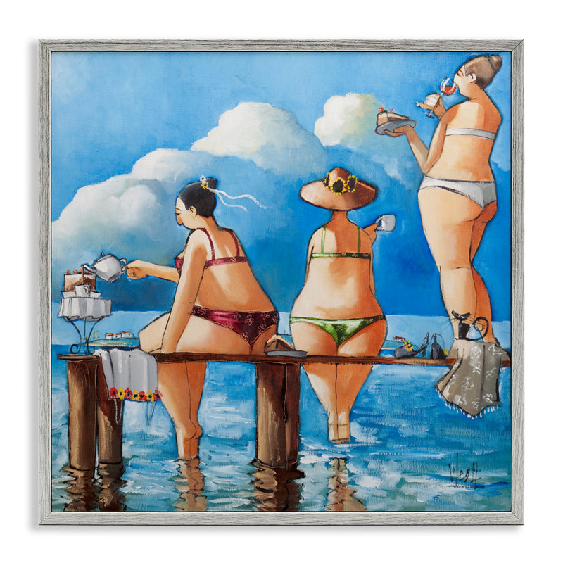 «Tea Break On The Jetty», estampe numérique, design par Ronald West, H 12 po x l 12 po, Estampe numérique Farmhouse