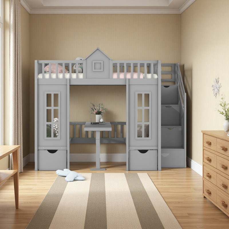  Bunk Bed With Changeable Table, Gray