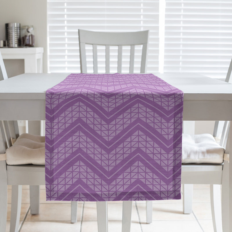 Stephenie Classic Hand Drawn Chevron Table Runner, 16" x 72", Eggplant Violet