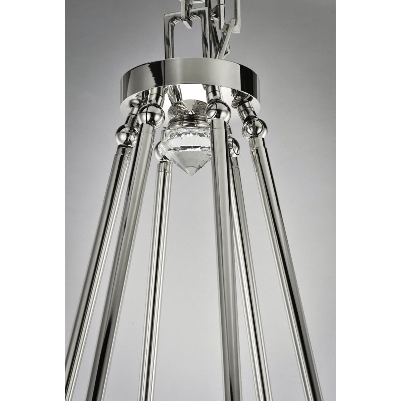 12 - Light LED Chandelier, Polished Nickel