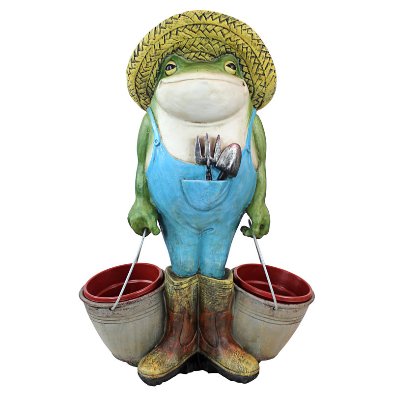 Buckets the Garden Frog Resin Outdoor Statue