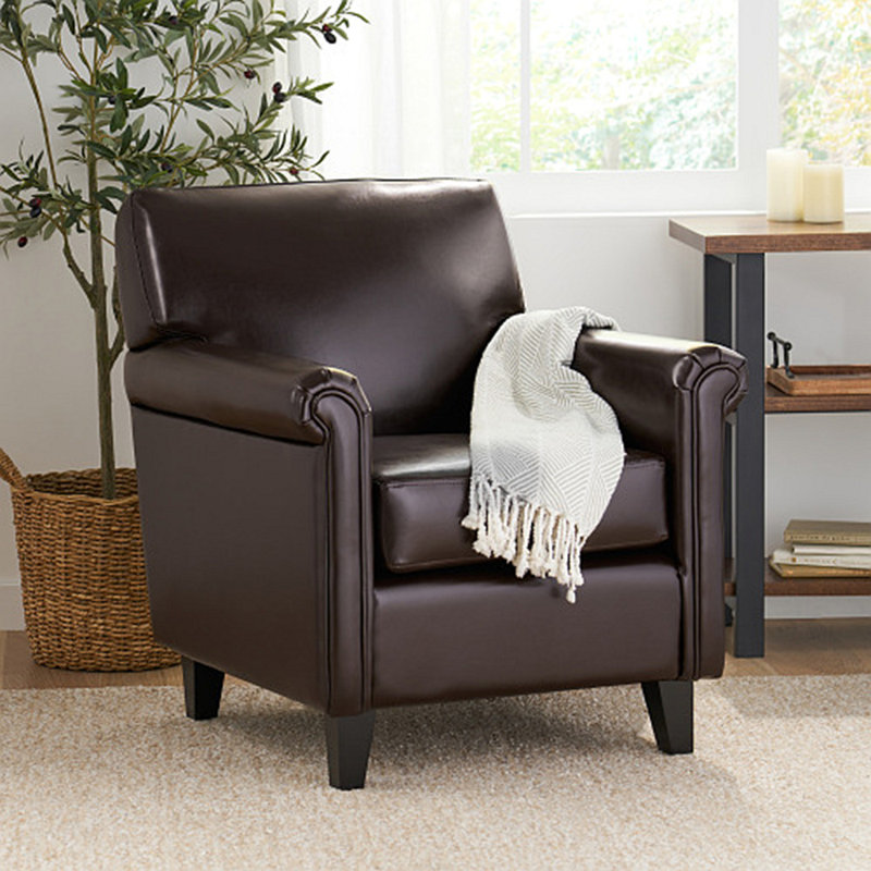 Fauteuil de chambre en similicuir de 30,0 po de large Rikya