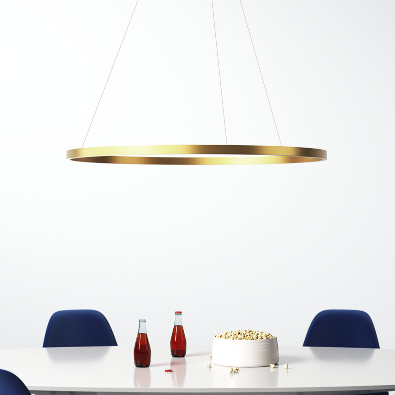 Mills 1 - Light LED Wagon Wheel Pendant, Gold, 1.5" H x 39.5" W x 39.5" D