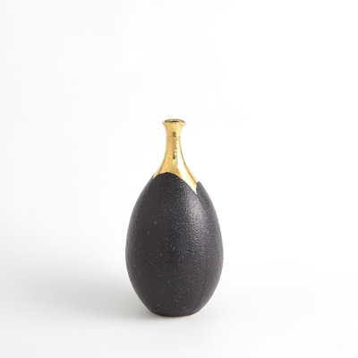 Craquelé doré trempé / vase mince noir