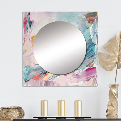 Miroirs printaniers au printemps pastel - peinture abstraite miroir carré pour décoration murale