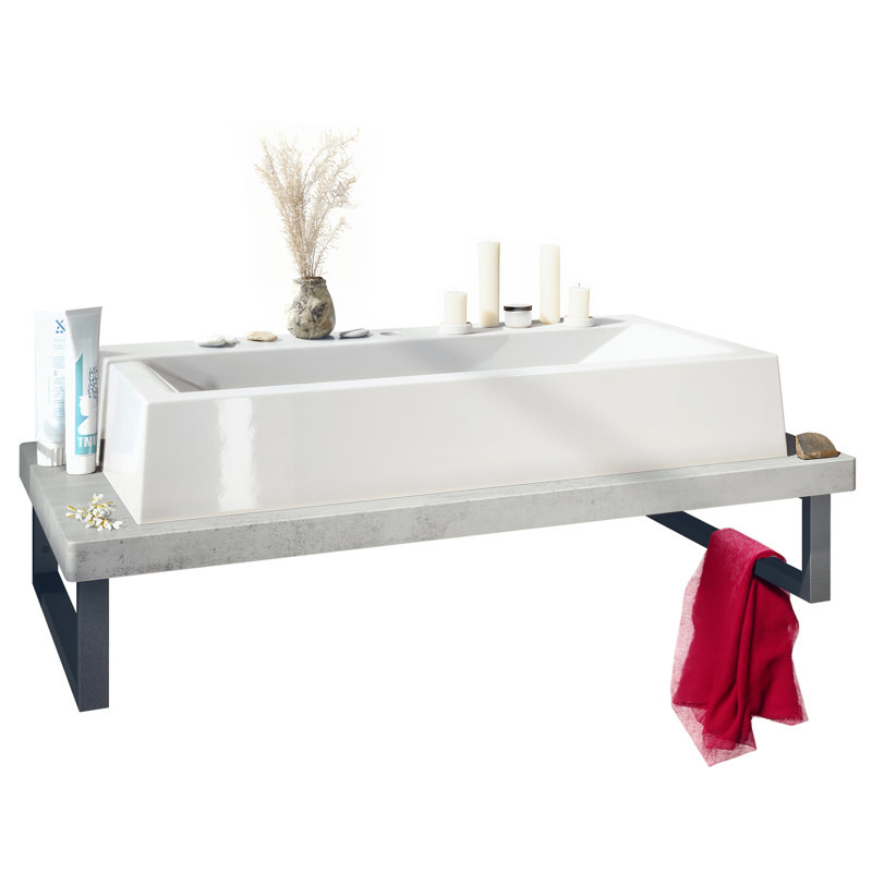 Ebern Designs Richand 95mm L x 51mm W Marble Rectangular Sink with Tap, Oxide concrete effect