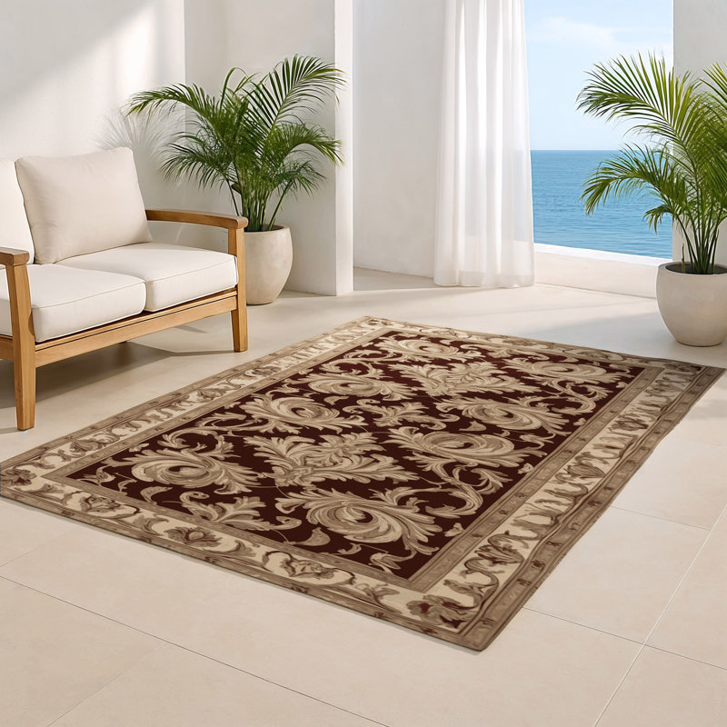 Tapis d'intérieur et d'extérieur brun français, Rectangle 4pi x 6 pi