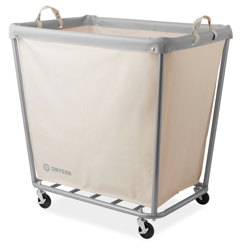 Metal Laundry Cart with Wheels, White