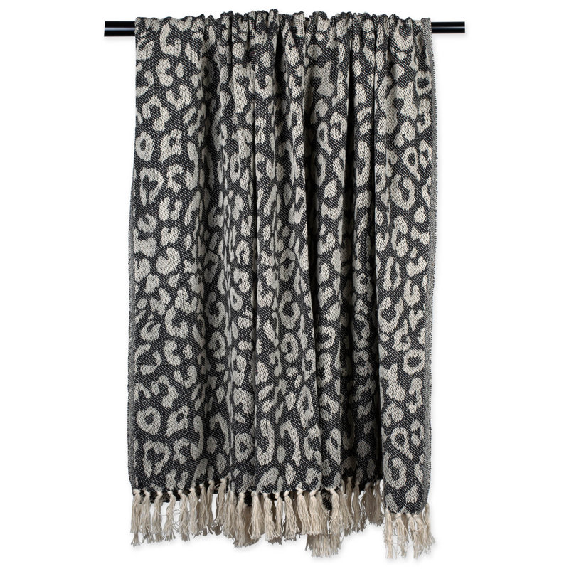Jeté en coton Dll Leopard, Noir