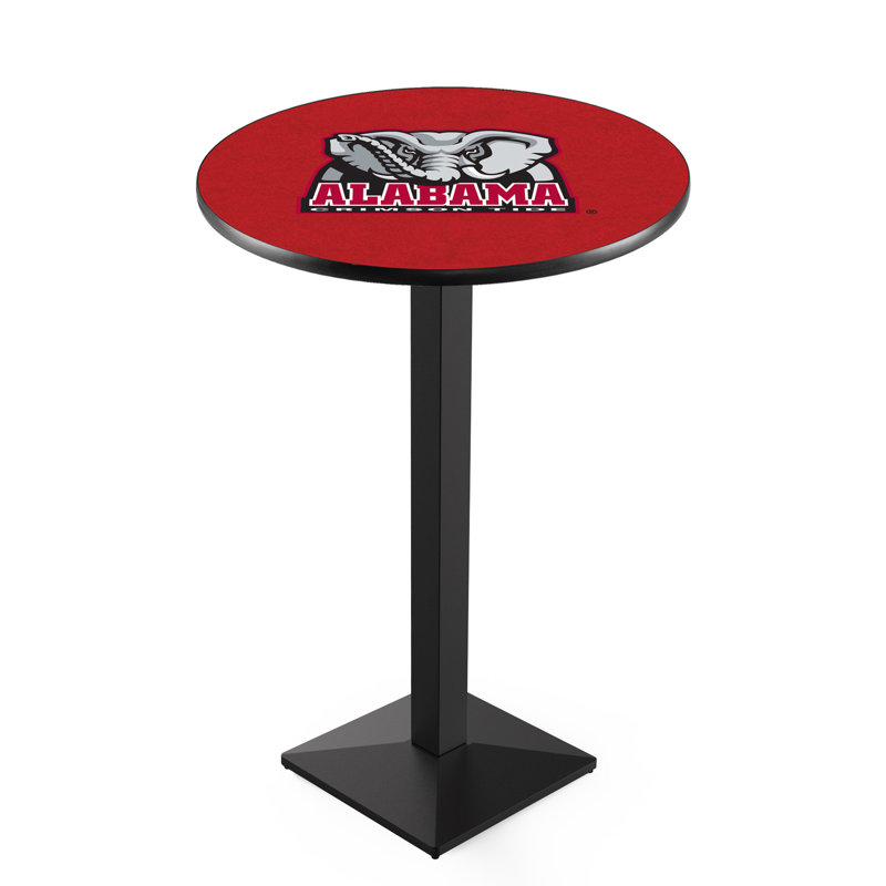 Round Metal Base Dining Table, Black Wrinkle, University of Alabama - Elephant Logo