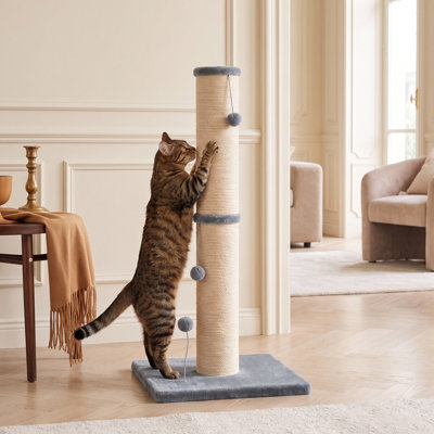 41.7"Tall Modern Cat Scratching Post, Cat Scratcher with Large Stable Base and Natural Sisal for Indoor Large Adult Cats & Kittens