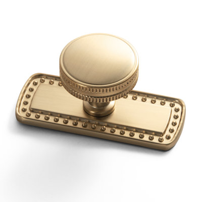 Poignée ronde en forme d'engrenage de 1,26 po de diamètre avec plaque noire (G018)