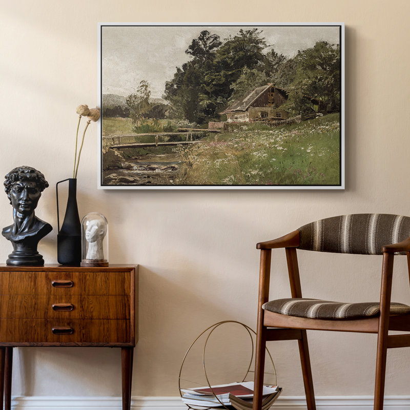 Paysage rétro - CMLXVI, Toile encadrée flottée blanche, H 27 po x l 41 po x P 2 po