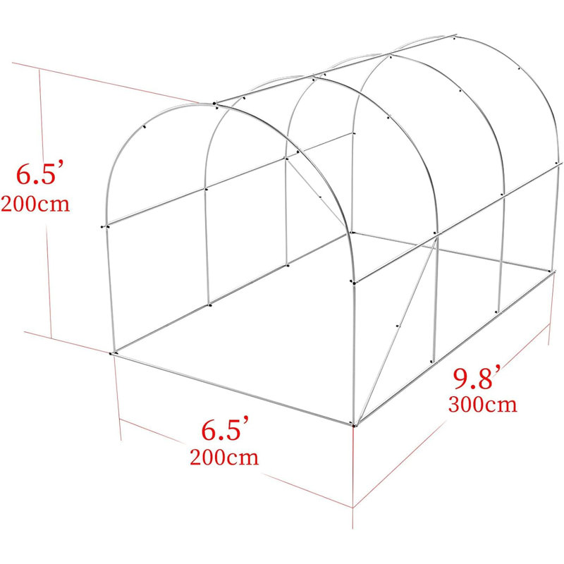 9.8x6.5x6.5ft Upgraded Galvanized Steel Frame for Greenhouses Large Walk-in Green House Heavy Duty Tunnel Green Houses，Garden Arch Multi-Size Climbing Plants Arch Arbor