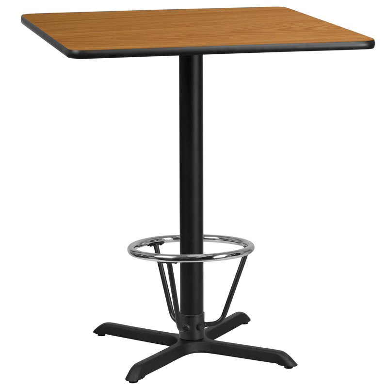 Basler 24'' Square Laminate Table Top with 22'' x 22'' Bar Height Table Base, 43.125" H x 36" W x 36" D, Natural