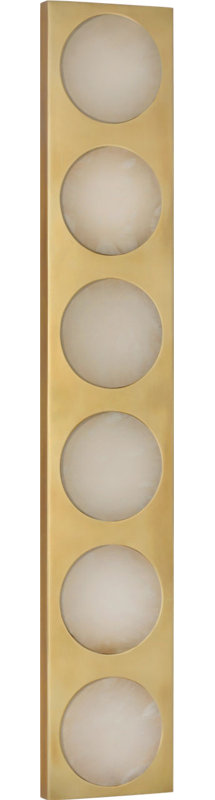 Dichotomy Sconce with Alabaster, 27" H x 4.5" W x 0.75" D, Antique-Burnished Brass, 6 Lights