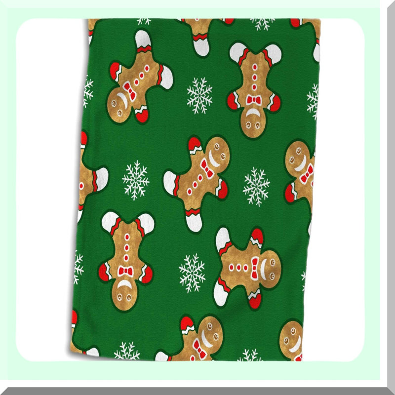 Festive Gingerbread Snowflake Hand Towel - 15x22 , Multicolor Christmas