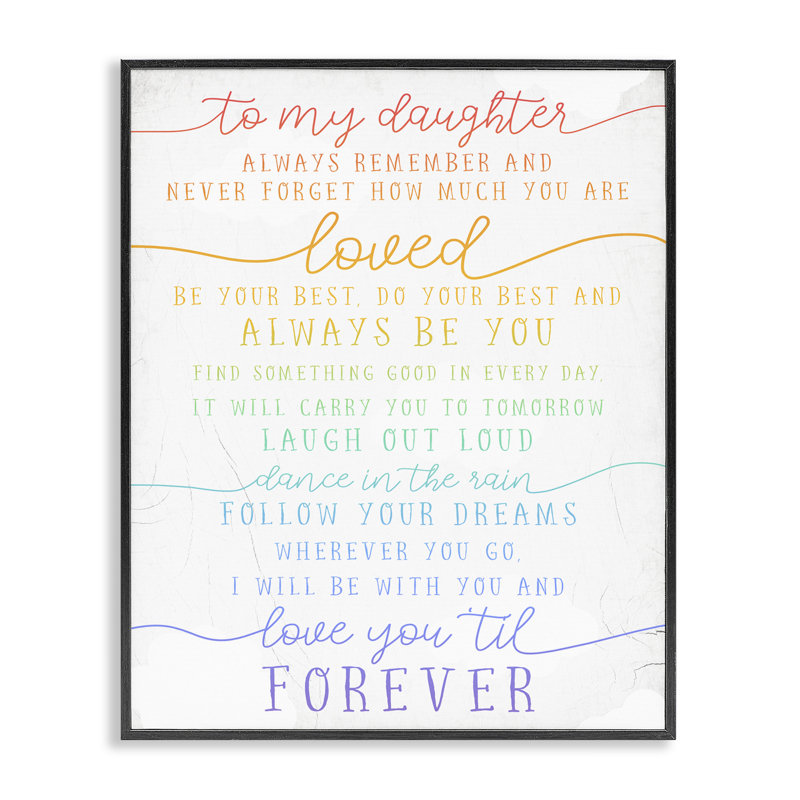 «My Daughter Love You Forever Quote», art mural sur toile surdimensionné par Daphne Polselli, Giclée encadrée noir minuit