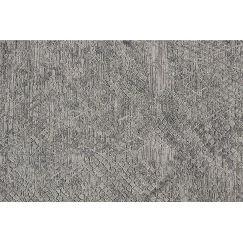 Abstract Hand Loomed Viscose Area Rug in Gray, Rectangle 2' x 3'