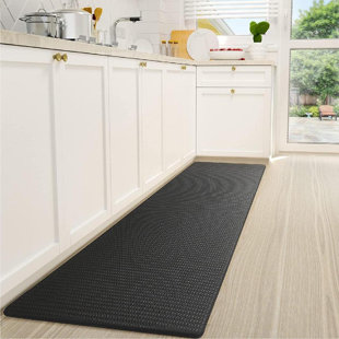 Comfort Flow Rubber Back Kitchen Anti-Fatigue Floor Mats, Black