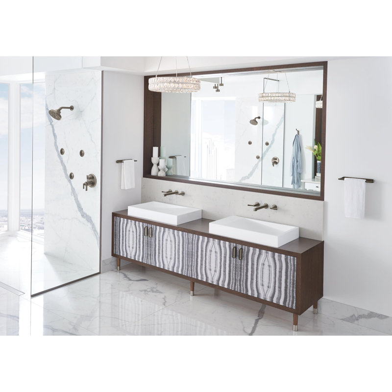 Levoir® Two-Handle Wall Mount Lavatory Faucet - Less Handles, Luxe Gold, Cross