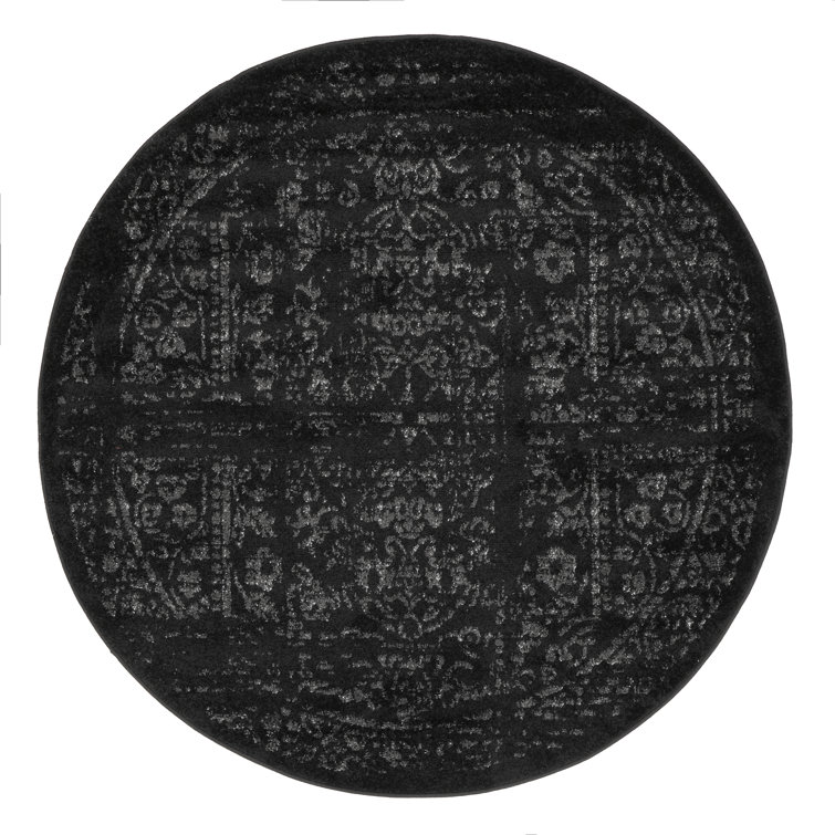 Adetoun Traditional Power Loom Performance Black/Gray Rug
