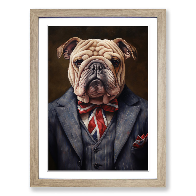 British Bulldog Contemporary - Framed Print, 46cm H x 34cm W x 2cm D, Oak Framed