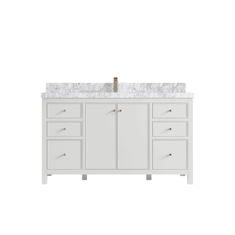 Meuble-lavabo simple 60 po avec plateau Chicago, Marbre de Carrare