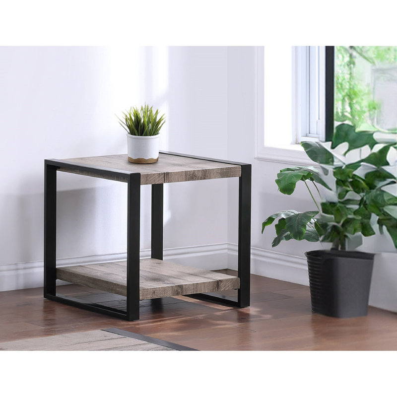 Charmante table de bout rustique avec rangement pour le rehaussement du salon