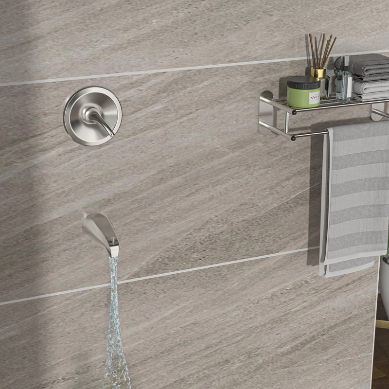 Pomme de douche murale ronde 10 po avec douchette cascade en nickel brossé - Valve, réglable à 360 °, facile à installer et à entretenir
