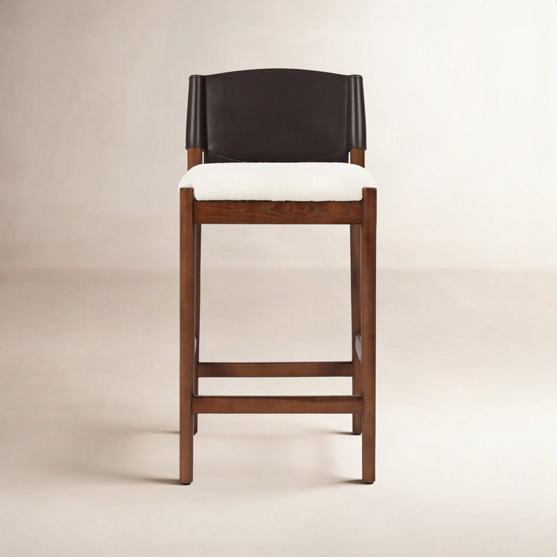 Lulu Upholstered Stool with Solid Wood Frame, Counter Stool (26” Seat Height), Umber