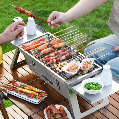 Small Portable Charcoal Grill: Mini Foldable Tabletop Grills For Camping Picnic Beach - Stainless Steel Bbq Grill For Outdoor(Type-3) -  MARLIN MANUFACTURING COMPANY, INCORPORATED, ZXB0DRP3PTMQ