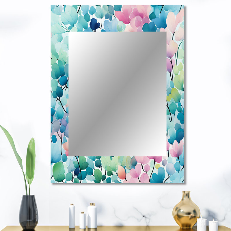 Hastin - Pink Modern Wall Mirror, 40 po x 30 po
