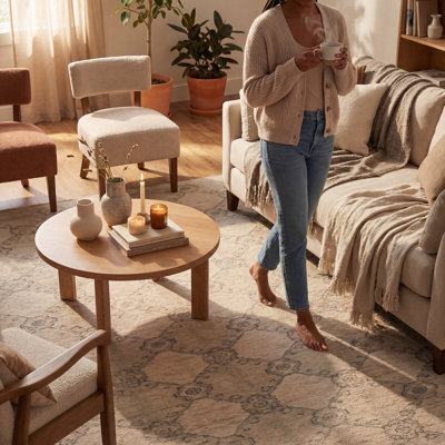  Brinelle Traditional Diamond Indoor Washable Area Rug