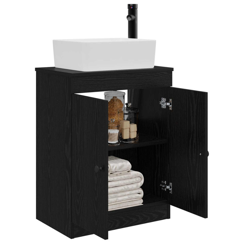 Single Bathroom Vanity with Ceramic Basin, Black