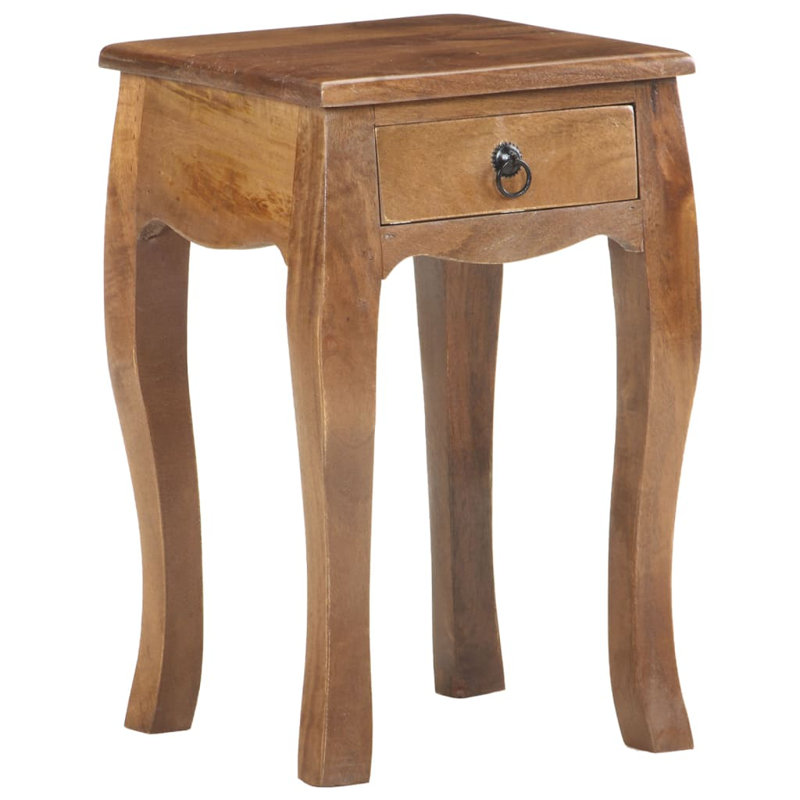 Aadhithya Solid Wood End Table, Dark Brown