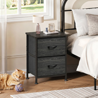 Table de chevet avec 2 tiroirs spacieux pour la chambre à coucher, table de chevet avec structure en métal, table de bout avec bacs de rangement, petite commode pour le placard, vestibule, dortoir d'université