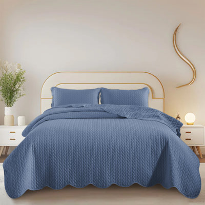 Ensemble de couvre-lit matelassé embossé - Couvre-lit en microfibre douce avec taies décoratives, literie de style hôtel pour lits hauts