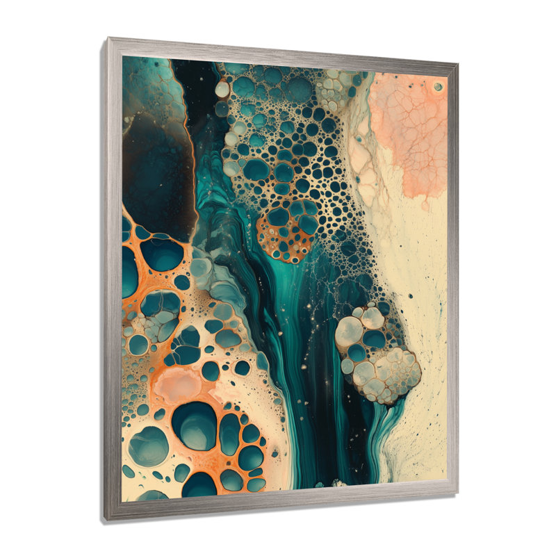 Aime II - Blue Modern Abstract Framed Wall Art, 32" H x 24" W, Silver Picture Framed