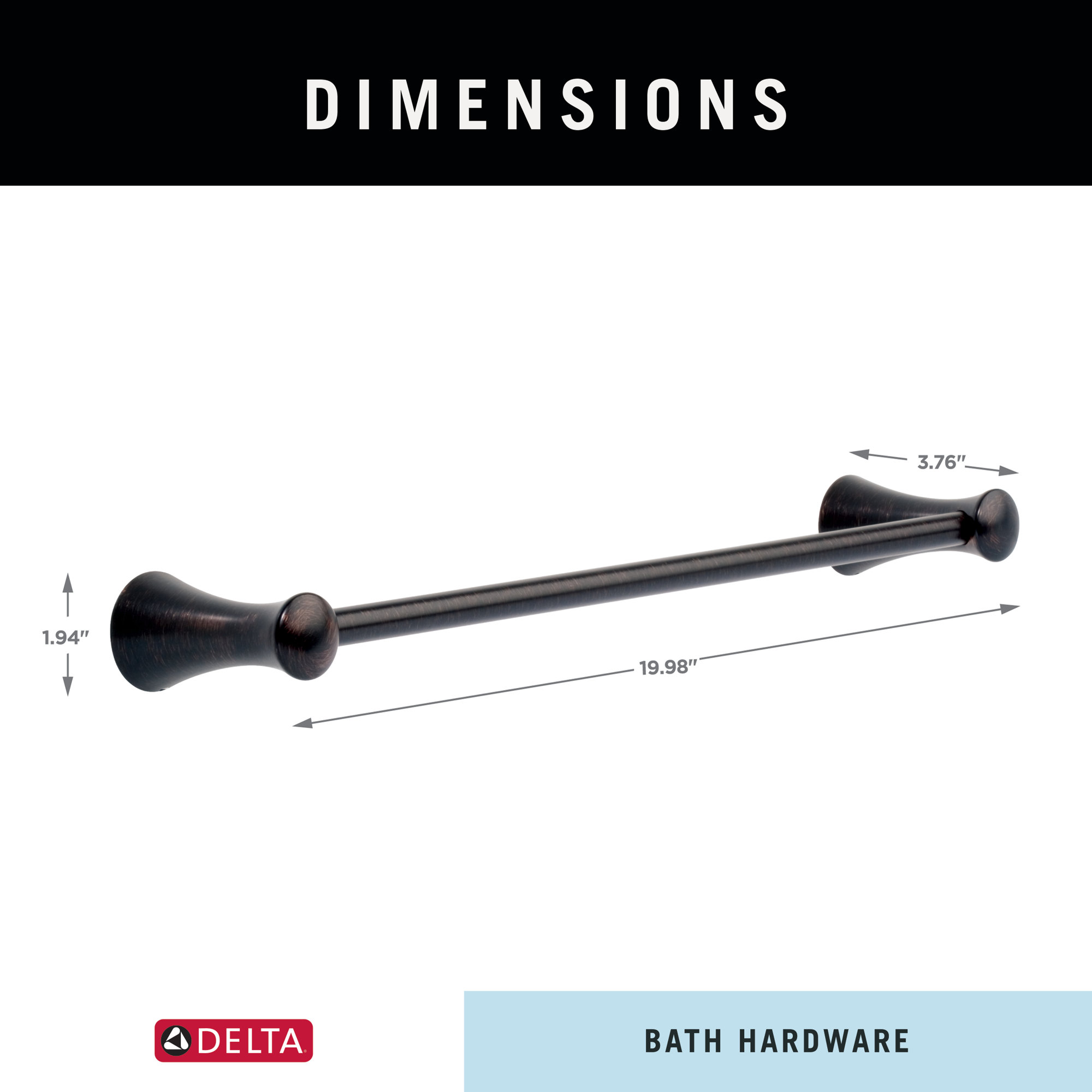 Lahara 24 in. Wall Mount Towel Bar Bath Hardware Accessory, Champagne Bronze, 18"