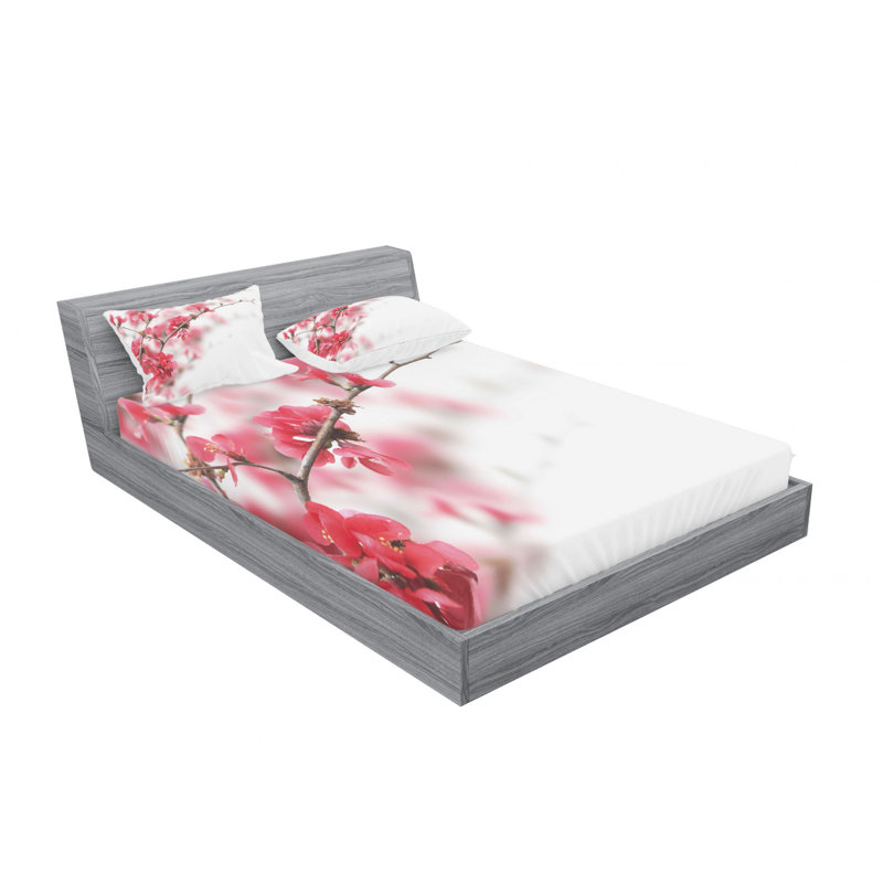 Microfiber Floral Sheet Set, Queen Sheet Set with Fitted Sheet
