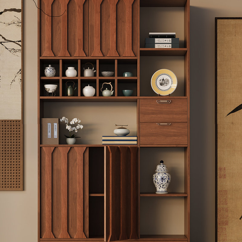 Chinese Style Bookcase, 78.74"H x 31.5"W x 13.78"D
