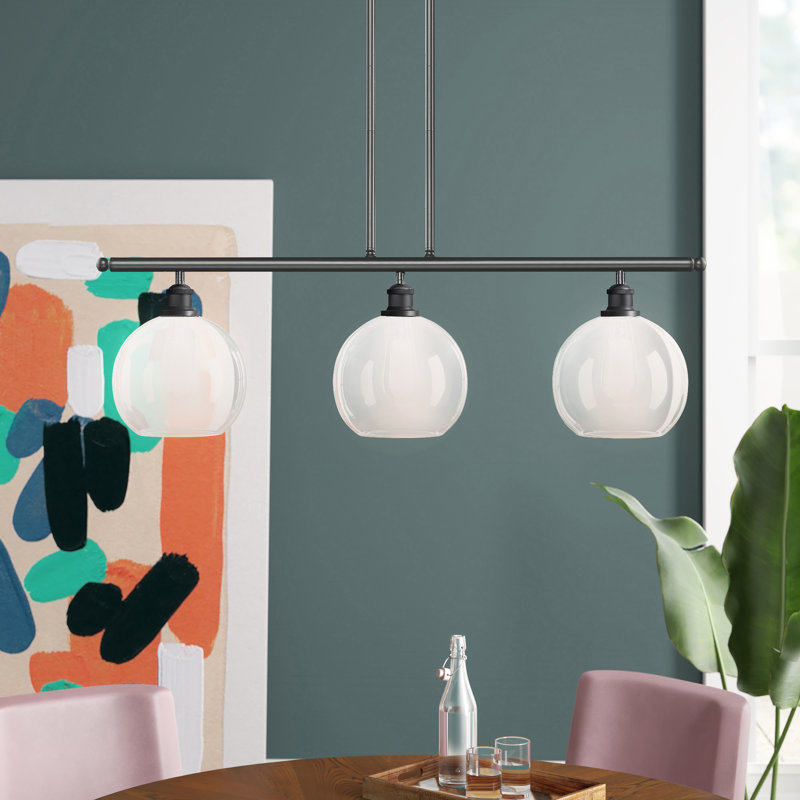Baptista 3 - Light Kitchen Island Pendant, No Bulb Included, Oil Rubbed Bronze, Cased Matte White