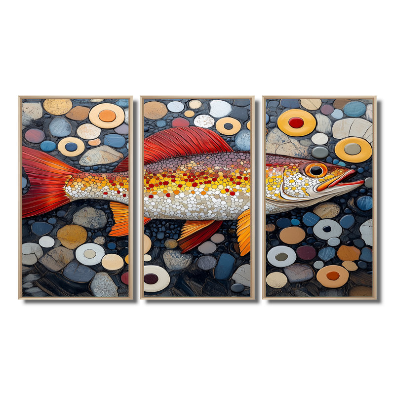 «Red and Orange», ensemble d'impressions murales arctiques, Toile naturelle avec cadre flottant, H 28 po x l 36 po x P 1 po
